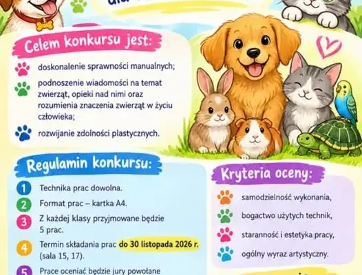 Konkurs plastyczny „Zwierzak – nasz ulubieniec” w Skępem